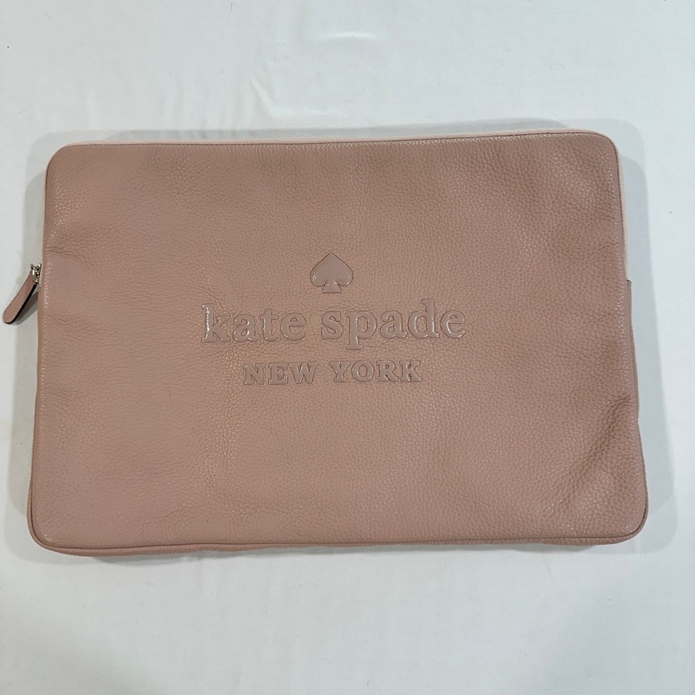 Kate Spade New York Pink Pebbled Leather Laptop Sleeve Case 15x10.5